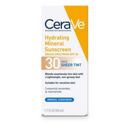 CeraVe Hydrating Mineral Sunscreen SPF 30 Face Sheer Tint 50ml